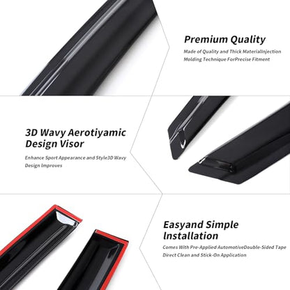 Outside Mount Window Visors Rain Guards for Honda Civic 4Dr Sedan 2016 (2016-2021)