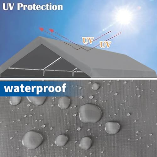 12'x20' Carport Canopy Replacement Cover Gray (['Grey'] / 12'x20')