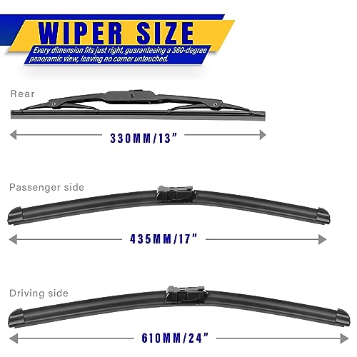 3 Wipers Fits GMC Terrain 2011 (24"/17"/13")