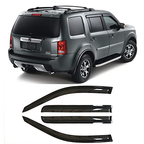 Window Visors Rain Guards Smoke Color for 2009 (2009-2015 Honda Pilot)