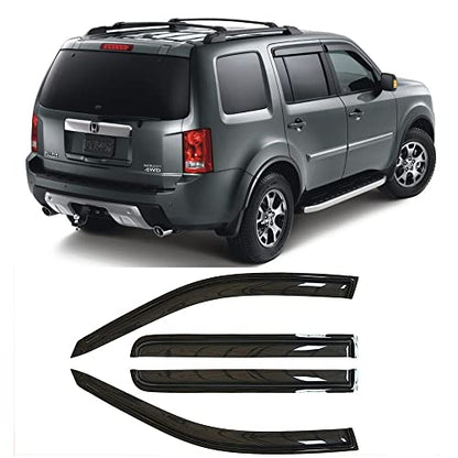 Window Visors Rain Guards Smoke Color for 2009 (2009-2015 Honda Pilot)