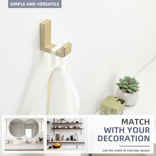 Towel Hooks for Bathrooms (Brushed Gold)