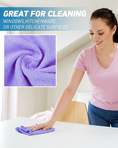 Microfiber Cleaning Cloth (24-Pack (13"x13"） / Purple)