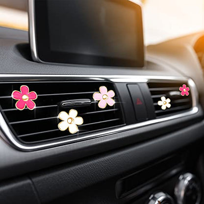 6 Pcs Daisy Vent Clips for Car (Red, Pink, White / 1 Count (Pack of 6))