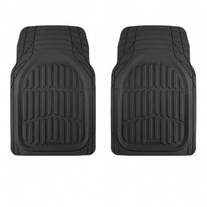 MotorTrend FlexTough Black Car Floor Mats Rubber All Weather Automotive 2pc (2pc Front (Sedan, Compact) / Black)