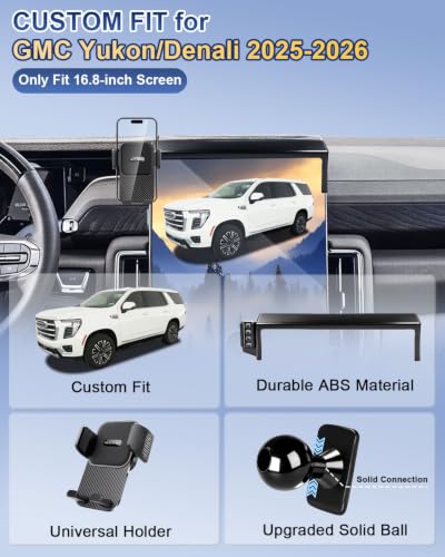 Car Phone Mount for GMC Yukon Denali 2025 2026 Cell Phone Holder (Universal Holder / 2025-2026 GMC Yukon | 16.8-inch)