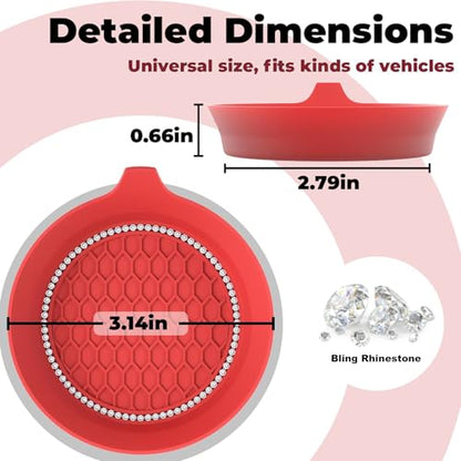 4 PCS Car Cup Coasters (Red*4PCS / With Diamonds)
