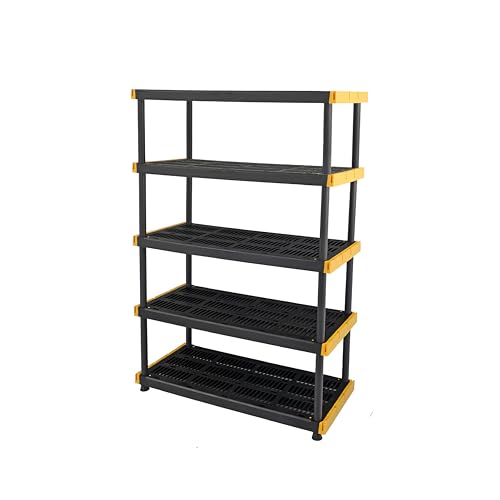 5 Tier Heavy Duty Plastic Storage Shelves for Garage Organization (5-Tier)