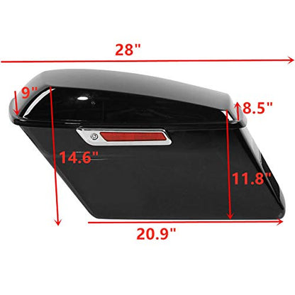 Motorcycle Saddlebags with Chrome Conversion Brackets Fit For Harley Softail Deluxe Heritage Softail 1984 (Vivid Black W/ Chrome Latches)