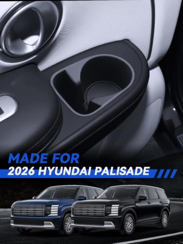 for Palisade Center Console Cup Holder 2026 Hyundai Palisade & 2026 Palisade Hybrid All Trims Accessories 2nd Row Cup Holder Coaster Liner (for Palisade 2026-Black)
