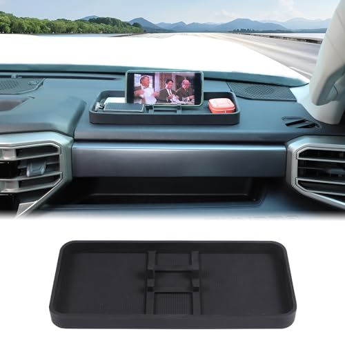 Car Center Console Dash Organizer Compatible with Toyota Tundra 2024 2023 2022 Pickup Truck Dashboard Table Tray Storage Box Dash Phone Holder Container Box Anti (Fit Toyota Tundra 22-24+)