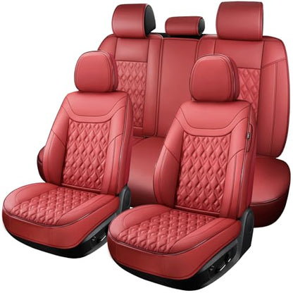 Car Seat Covers Full Set (Wine-Red / Full Set)