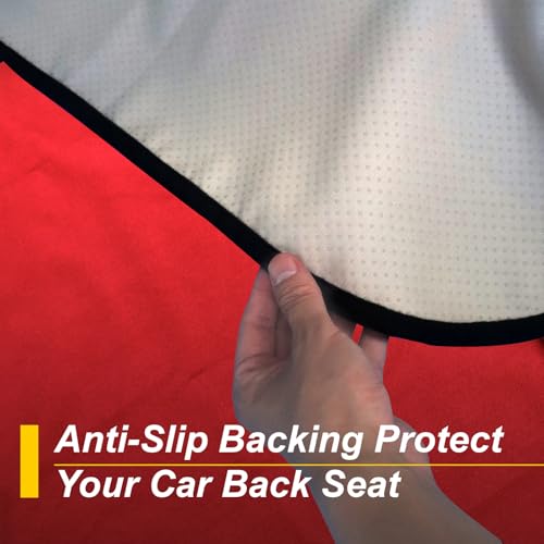 Back Seat Cover for Car Trucks Van SUV Jeep (Rear Bench Seat Towel / Red)
