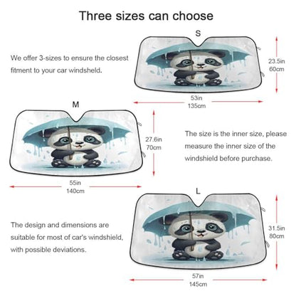 Car Windshield Sun Shade Funny Cute Panda Bear Holding Umbrella Foldable Car Front Windshield Sunshade Blocks UV Rays Sun Visor Sun Heat Protection for Car Truck SUV to Keep Your Vehicle Cool (Small / Cute Panda)