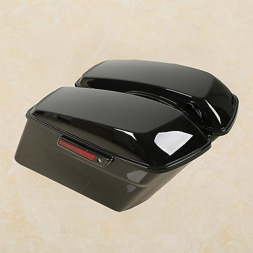 Vivid Black Hard Saddlebags with Black Latch Keys Liners Fit for Harley Touring Road King Street Glide Electra Ultra Classic 2014 (Vivid Black 2# / For 2014-later)