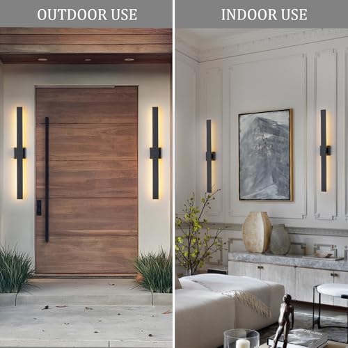 39.4" Long Outdoor Wall Lights Modern LED Exterior Lighting Fixtures Matte Black Outdoor Sconces Wall Lighting for House Front Door Porch Garage Patio (Black / 39.4 inch-1 Pack)