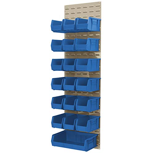 30118 Louvered Steel Wall Mount Panel Garage Organizer for Hanging AkroBin Storage Bins (Beige / 18-Inch W x 61-Inch H)