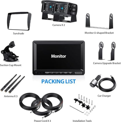 Digital Wireless Backup Camera System Kit (Brown+Black / 7-Inch 2 cameras)