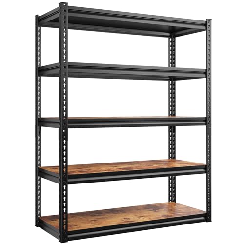 Storage Shelves Whith Thickened MDF Wood for House Pantry Organizer (R2-33.9"Wx15.4"Dx65.8"H,Black)