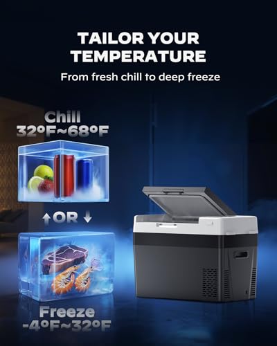 12 Volt Refrigerator 12V Car Fridge 32QT Portable Freezer Compressor Cooler (Black / 32QT)