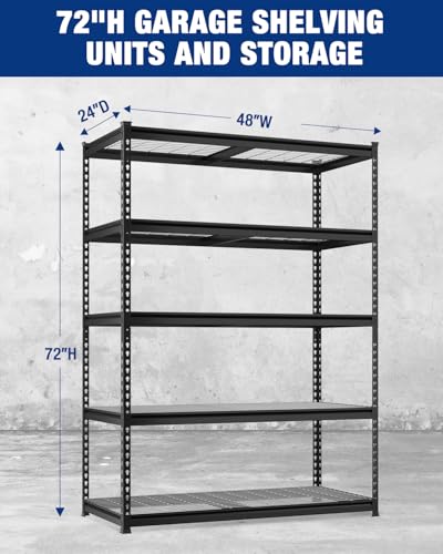 5 Tier Heavy Duty Metal Shelving Unit (Black)