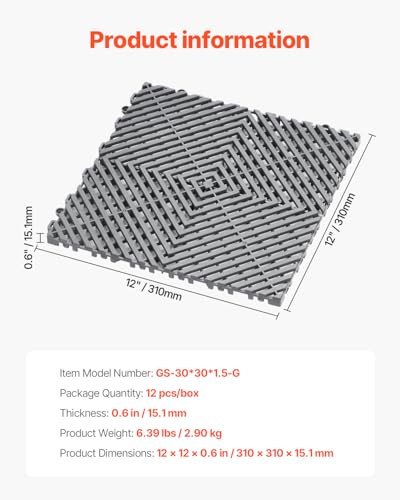 Interlocking Drainage Mat (Grey / 12 x 12 inch)