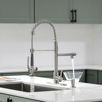 4 Hole Kitchen Sink Faucet with Soap Dispenser Brushed Nickel (Brushed Nickel)