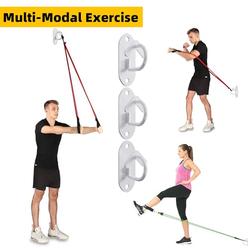3 Pcs Resistance Band Wall Anchors System (Heart Hooks-White-3Pcs)