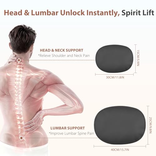 Car Headrest and Lumbar Support Pillow for Car Office Chair (Light Black / 2 Pieces)