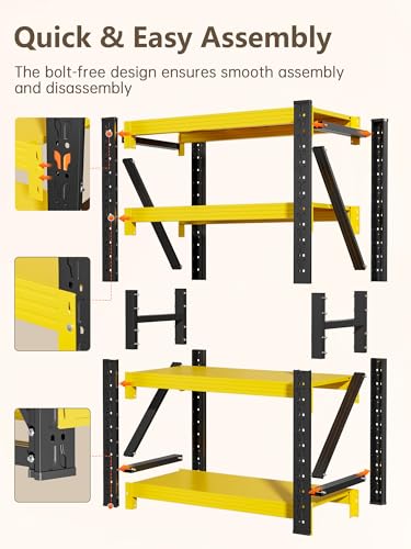 4 Tier Storage Shelves (Black&yellow / 60"W*24"D*79"H)