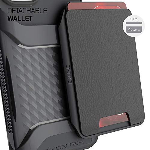 Exec Magnetic Wallet Designed for iPhone 12 mini Case with Card Holder Pocket Easily Removable for Wireless Charging Built (iPhone 12 mini / Black)