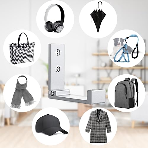4pcs Folding Coat Hooks Heavy Duty Wall Hooks for Hanging Bags Hooks Headphone Holder No Rust Wall Mounted for Hat (Silver-4 Pack)
