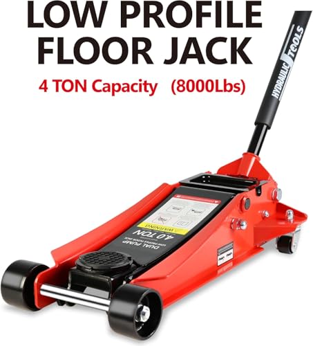 4 Ton Low Profile Floor Jack (Red - 4 Ton(Dual Pump), Lift 4"-21")
