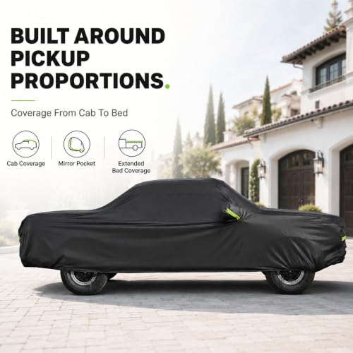Waterproof Pickup Truck Cover (Black / Fit for Truck Length 230"-242")