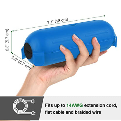 3 Pack] Flemoon Outdoor Extension Cord Safety Cover with Waterproof Seal (Blue / Small Box: 5.3" L x 2" W x 2" H)
