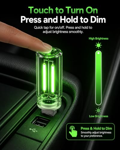 6 Pack USB Car Night Light (Green)