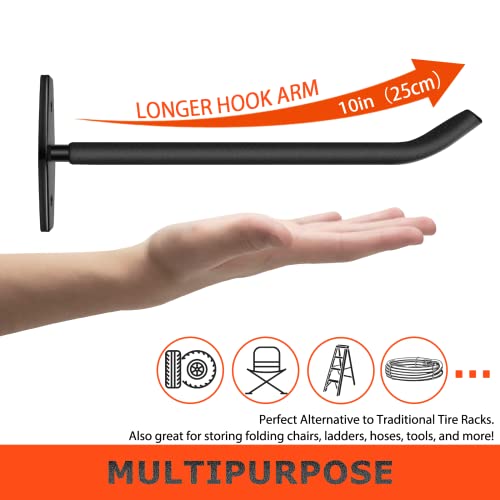 8 Pack 10 Inch Heavy Duty Garage Hooks (8 Pack – Black / 10" (250mm))