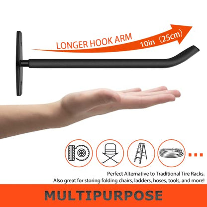4 Pack 10 Inch Heavy Duty Garage Hooks (4 Pack – Black / 10" (250mm))