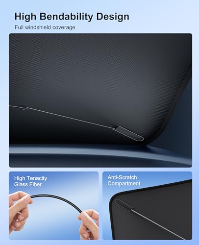 Car Windshield Sun Shade (Silvery&Black / Medium(57"L x 32"W))