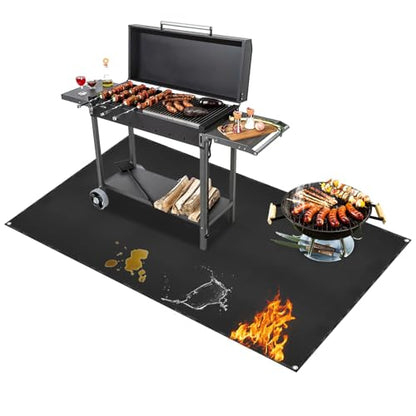 Under Grill Mat for Outdoor Grilling (Rectangular/Black / 90"L x 48"W)