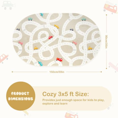 Kids Car Rug 3'x5' Washable Non (Tan / 3'x5')