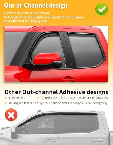Window Visors Rain Guards for Toyota Tundra CrewMax 2022 (Fit for 2022-2026 Toyota Tundra CrewMax)