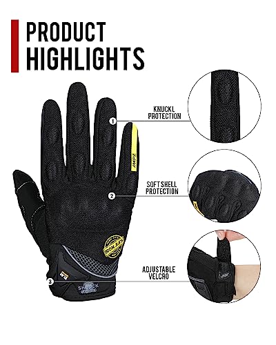 Motorcycle Riding Gloves Touch Screen Full Finger Glove Motocross Road Racing Bike Outdoor Sports for Women Men (X-Large / 09Black)