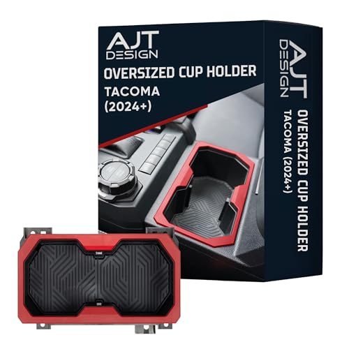 Oversize Cup Holder Compatible with Toyota Tacoma 2024+ (Red/Black)