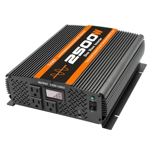 2500W Inverter Pure sine Wave RV Inverter Power Inverter 12V to 110 for Car Truck semi Truck Vehicles (S-2500)