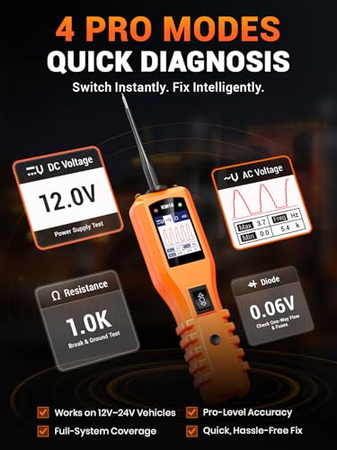 KM10 Power Circuit Probe Tester with Live Waveform Display (Red-Orange)