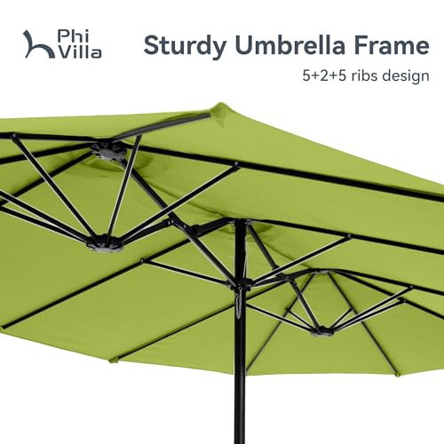 15ft Large Outdoor Patio Umbrella with Base Included (Lime Green)