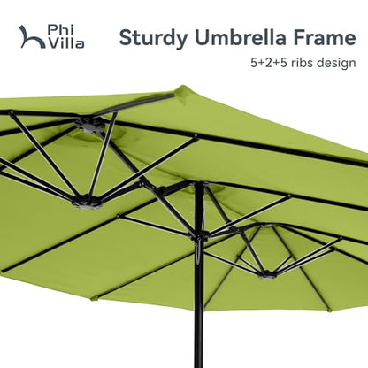15ft Large Outdoor Patio Umbrella with Base Included (Lime Green)