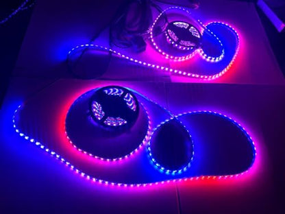 4PCS 3FT RGB Chasing Smoked LED Strip Lights for Gold Cart Wheel Lights (4PCS 3FT Tinted Light Strips)