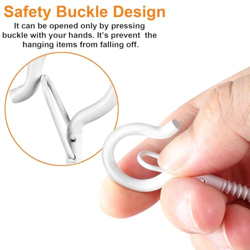 24 PCS Q Hanger Hooks with Safety Buckle (White / 24 Pcs)